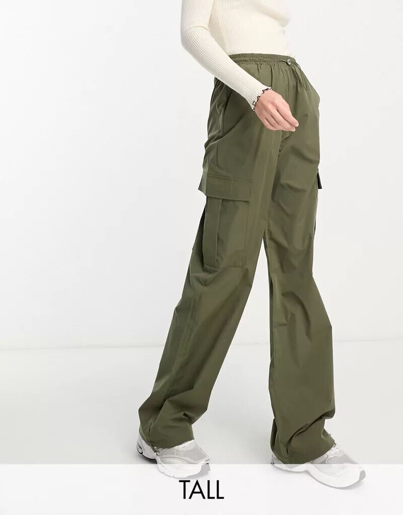

Эксклюзивные брюки карго цвета хаки Pieces Tall с застежкой на пуговицы и кулиской, Серый