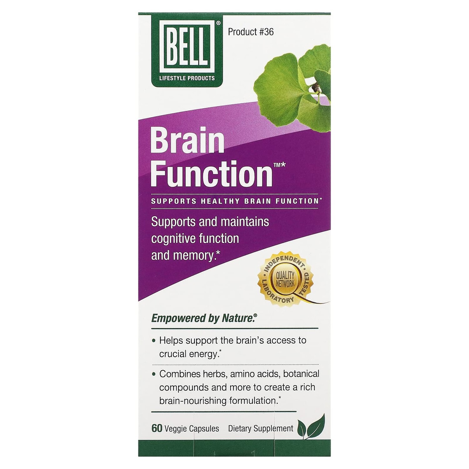 

Brain Function, 60 растительных капсул, Bell Lifestyle