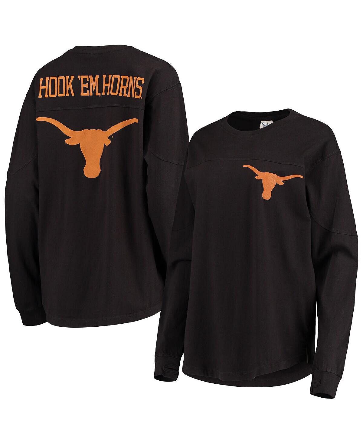 

Женская черная футболка Texas Longhorns The Big Shirt оверсайз с длинным рукавом Pressbox, черный