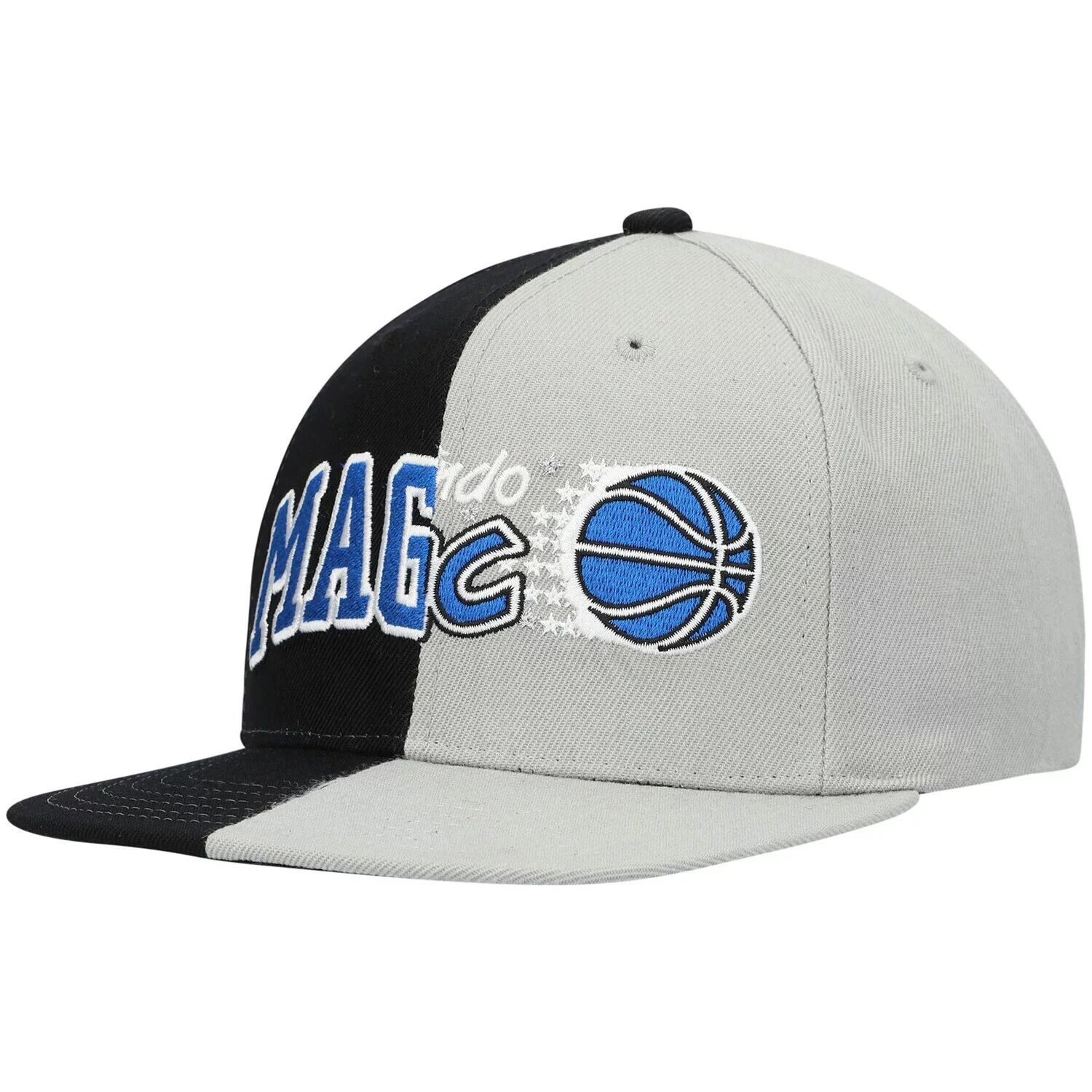 

Мужская черно-серая кепка Mitchell & Ness Orlando Magic Half and Half Snapback