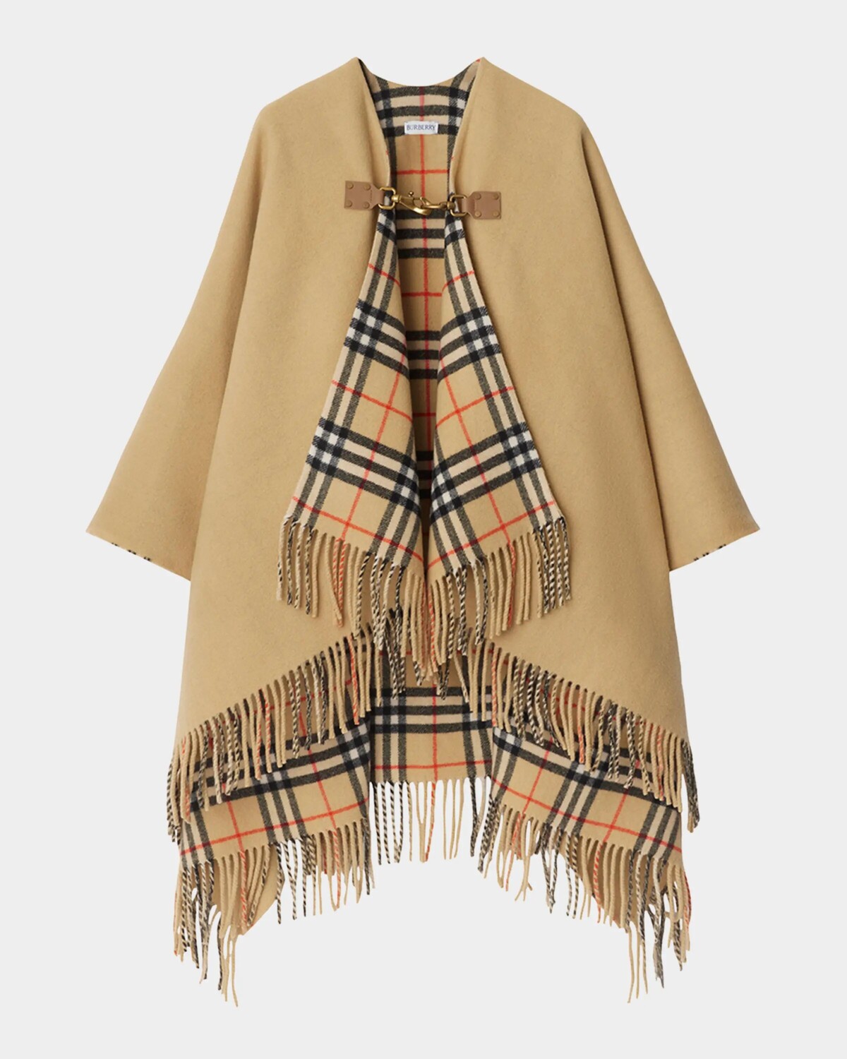

Шерстяная накидка St Marsh с бахромой Burberry, цвет Sand