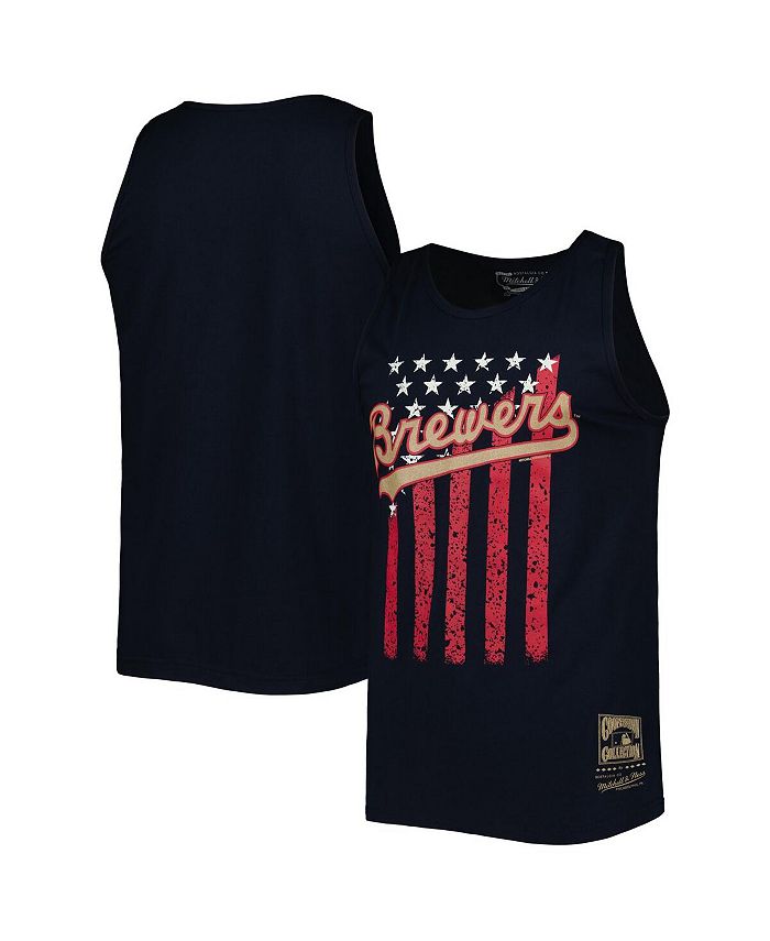 

Мужская темно-синяя майка Milwaukee Brewers Cooperstown Collection Stars and Stripes Mitchell & Ness, синий