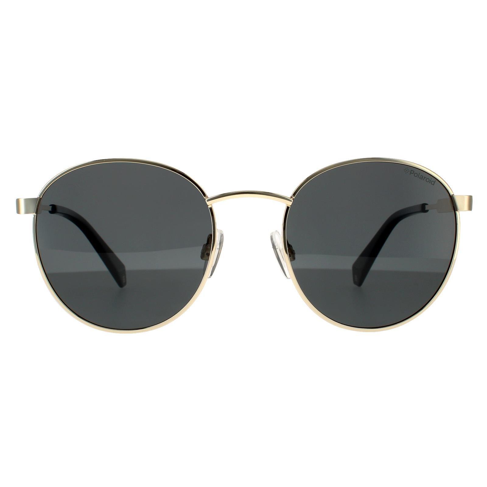 цена Круглые золотисто-серые серые поляризованные солнцезащитные очки Polaroid, золото