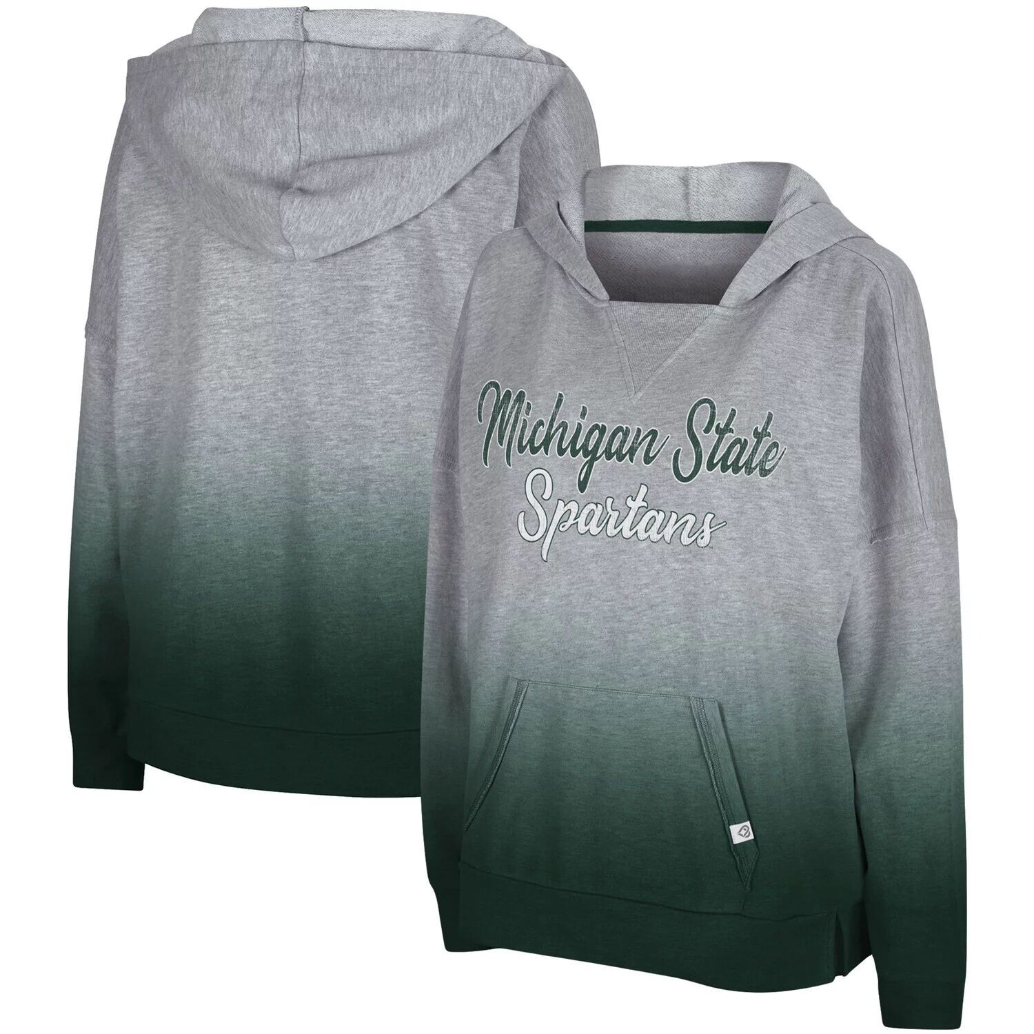

Женский пуловер с капюшоном Colosseum Heathered Michigan State Spartans On Wednesdays Dip-Dye Colosseum