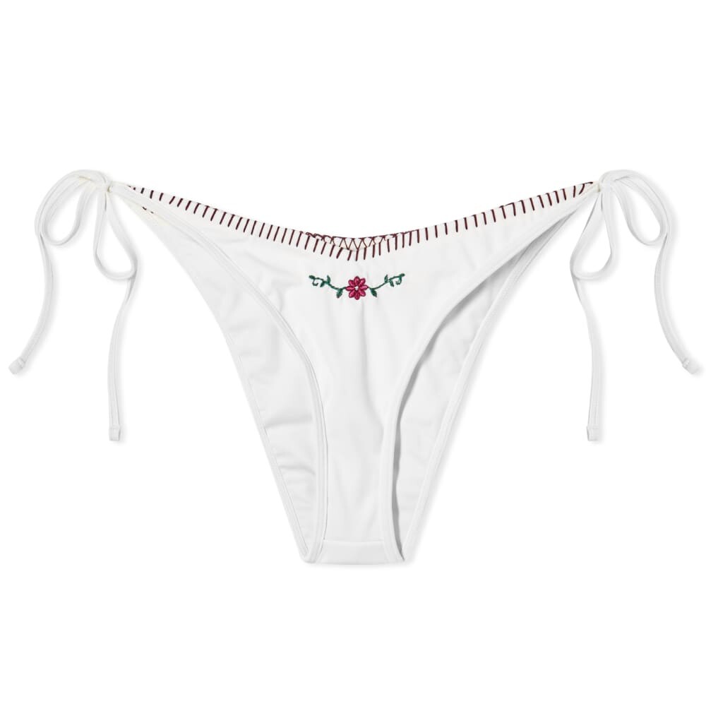 

Frankies Bikinis Плавки бикини с завязками и цветочной вышивкой Connor, белый