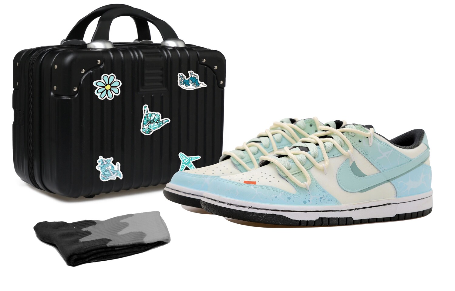

Кроссовки для скейтбординга Dunk женские с низким верхом, белые/синие Nike