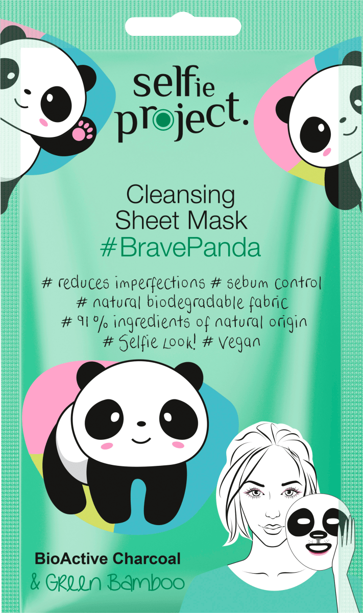 Тканевая маска Очищающая Brave Panda 1 шт. Selfie Project