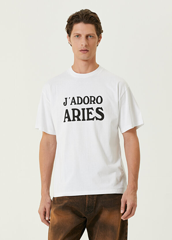 

Белая футболка с логотипом Aries, Белый