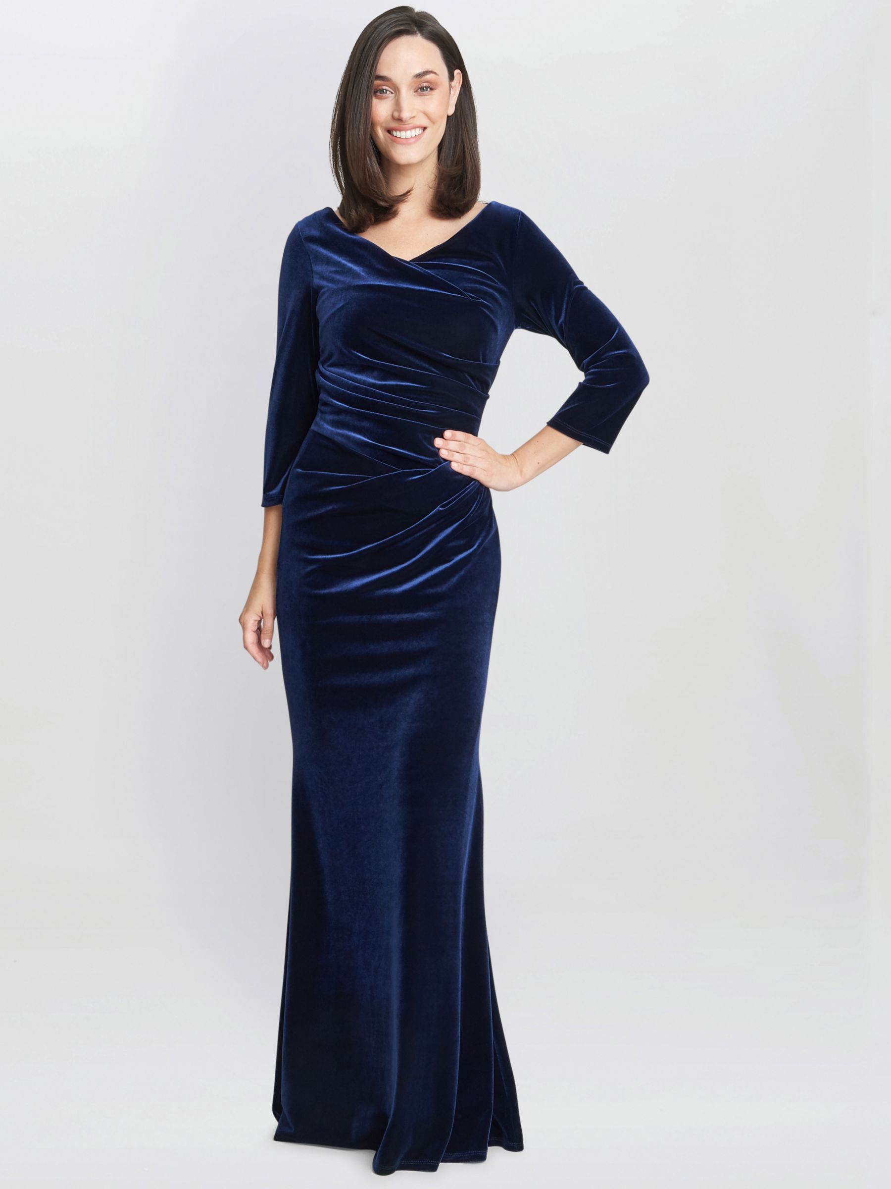 Бархатное платье макси Sophie Gina Bacconi, темно-синий