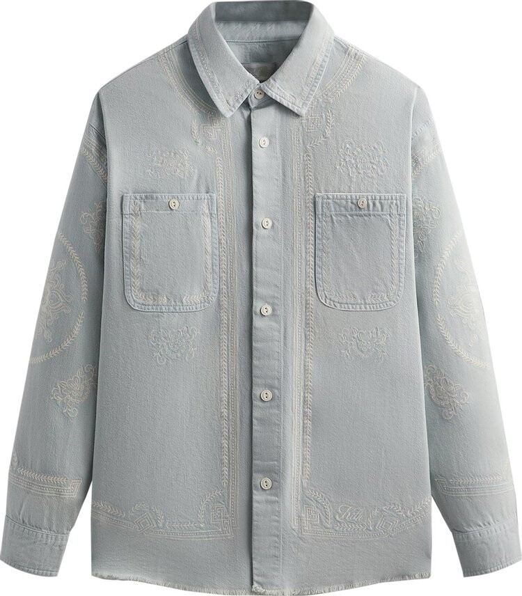 

Рубашка Kith Raw Hem Denim Apollo 'Breath', синий
