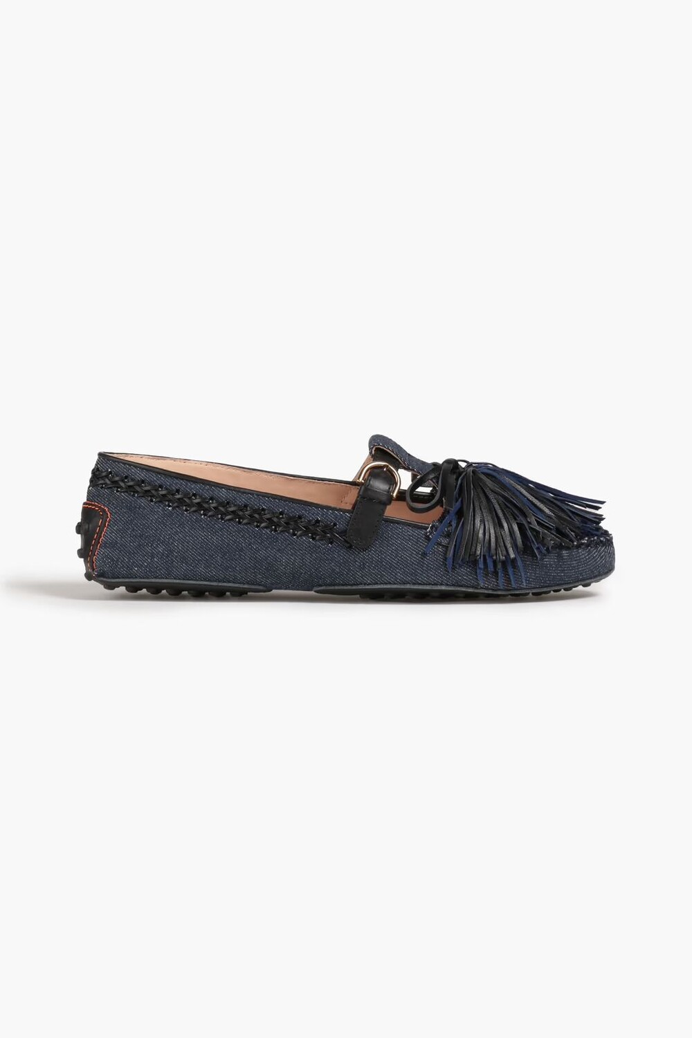 

Джинсовые лоферы с помпонами и вырезами Tod'S, темный деним