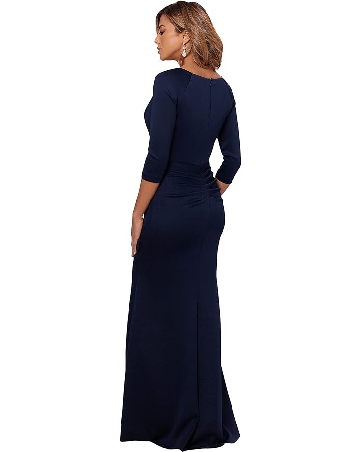 

Платье XSCAPE Long Sleeve Scuba Dress with Side Ruching, цвет Midnight