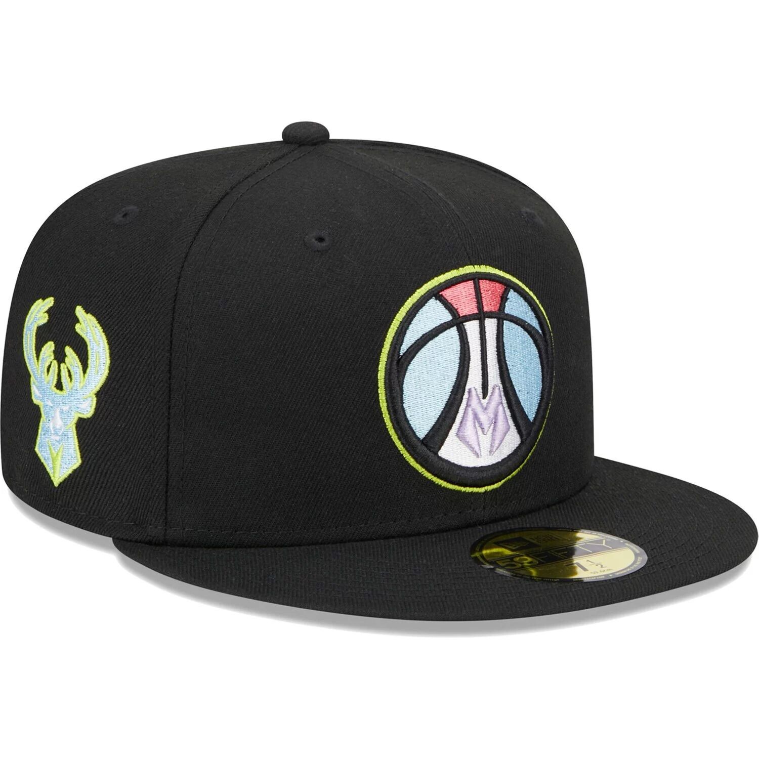 

Мужская облегающая шляпа New Era Black Milwaukee Bucks Color Pack 59FIFTY