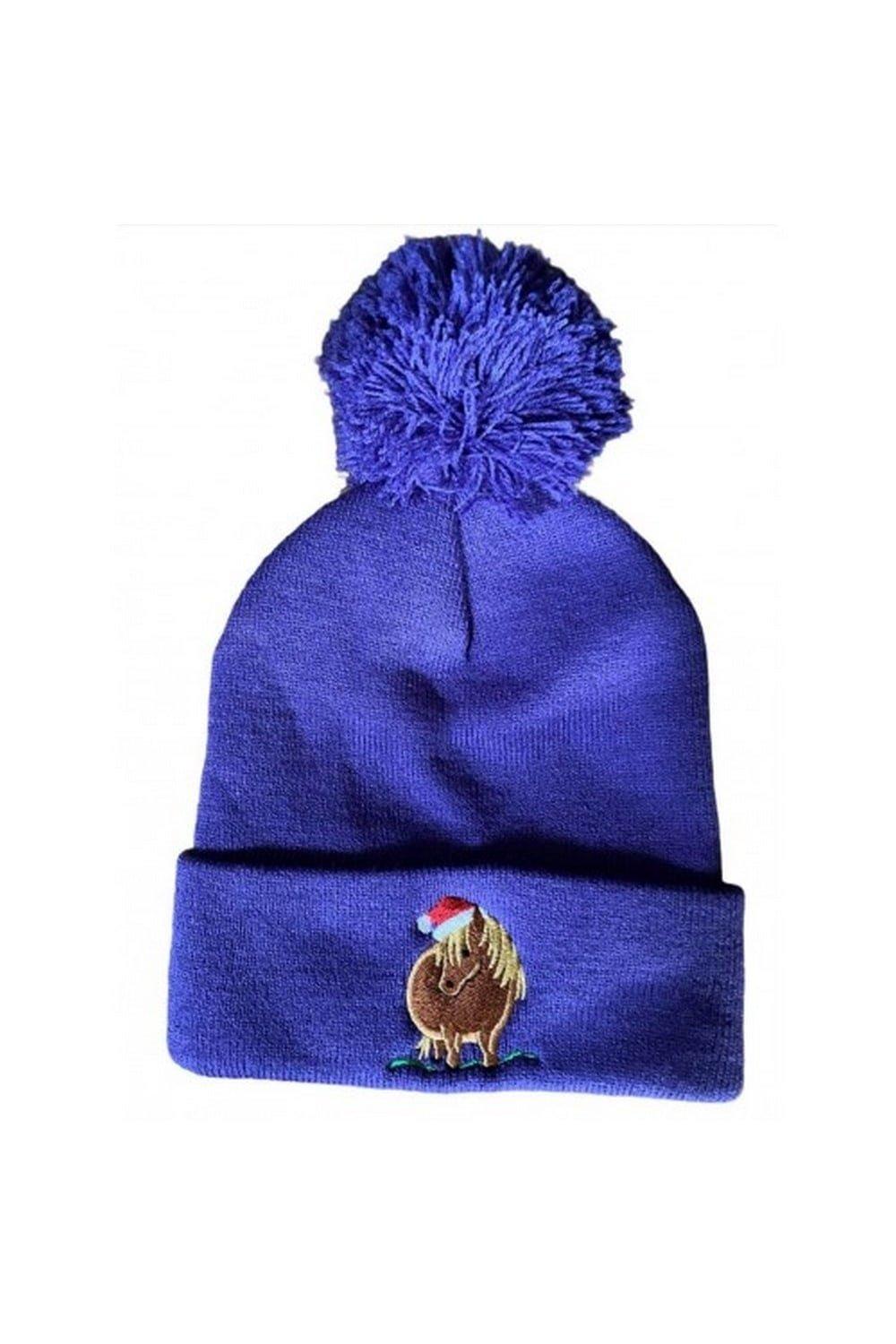 Рождественская шапка с помпоном Санта-Пони British Country Collection, темно-синий ирис ма пом