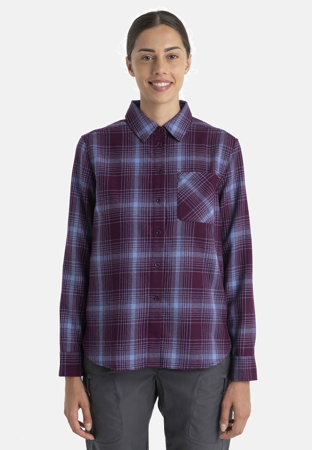 

Рубашка W MER 200 DAWNDER LS FLANNEL PPLID Icebreaker, паслен кианит