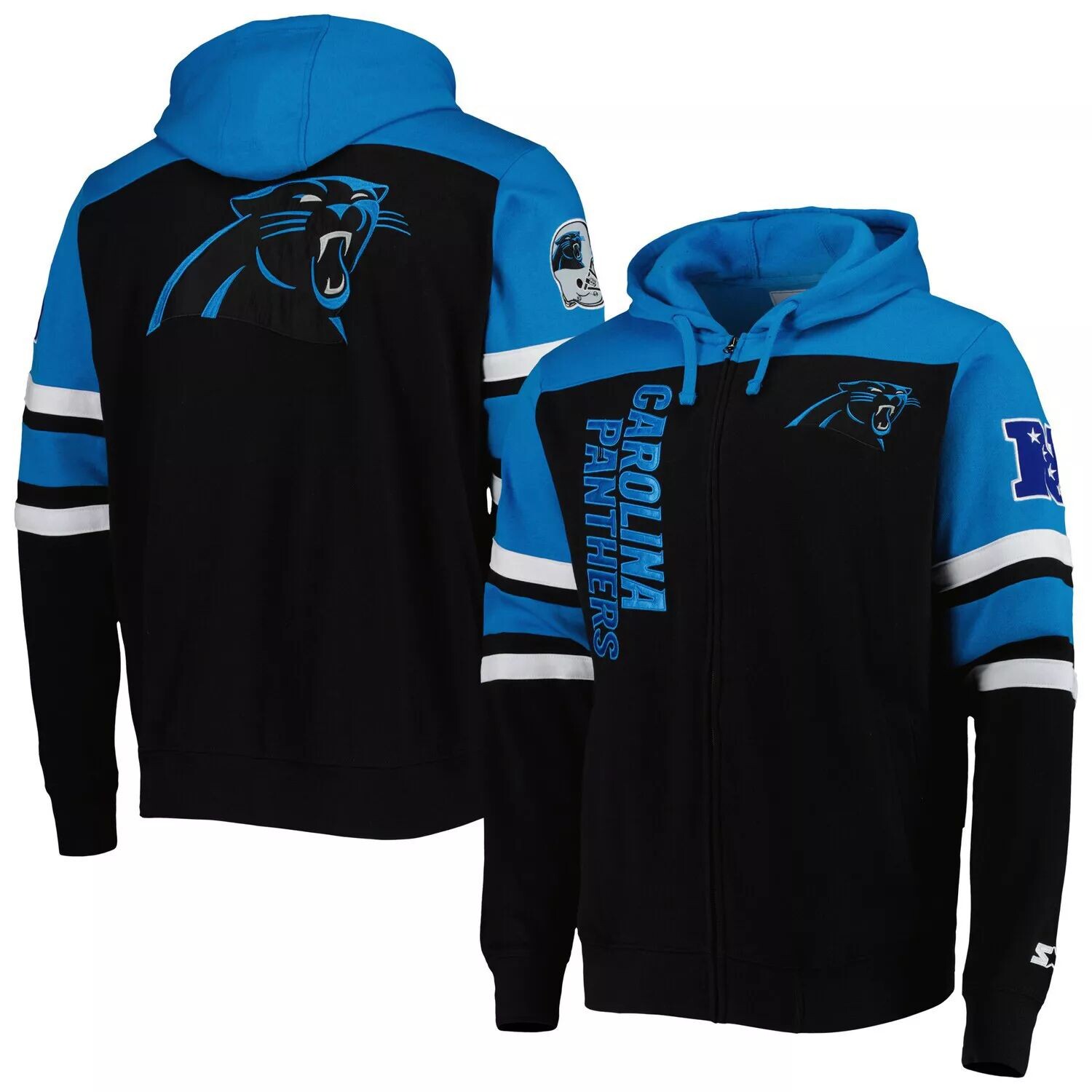 

Мужская черная куртка с капюшоном Carolina Panthers Extreme на молнии во всю длину Starter
