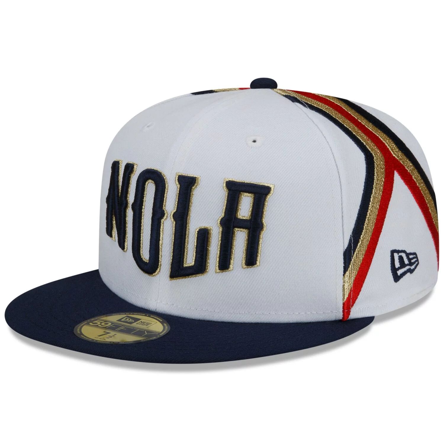 

Мужская кепка New Era белого/темно-синего цвета New Orleans Pelicans 2021/22 City Edition City Edition Official 59FIFTY Облегающая шляпа