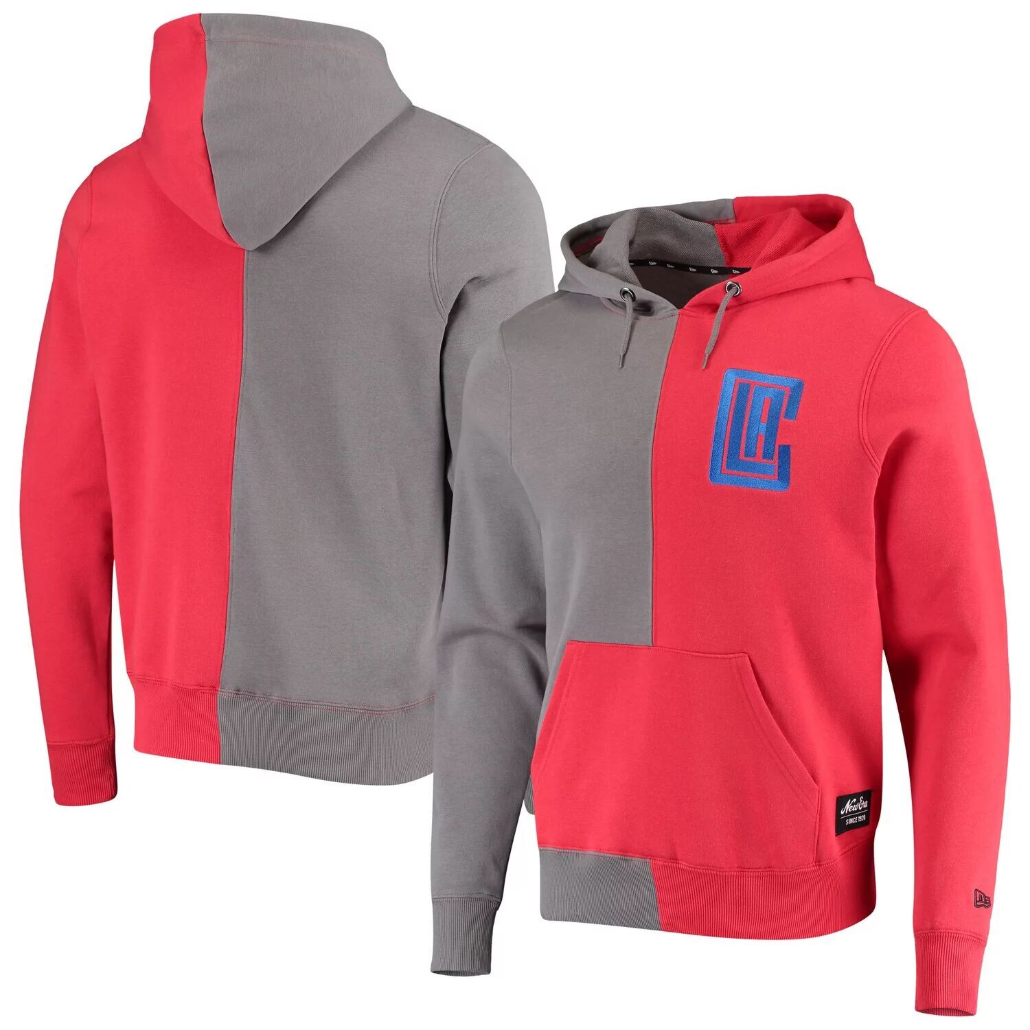 

Мужской серый/красный пуловер с капюшоном LA Clippers Diagonal French Terry Color Block New Era