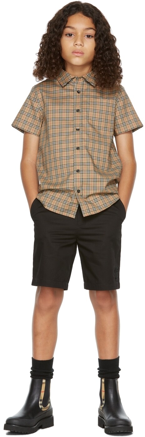 

Kids Beige Mini Check Рубашка с коротким рукавом Archive бежевый Burberry