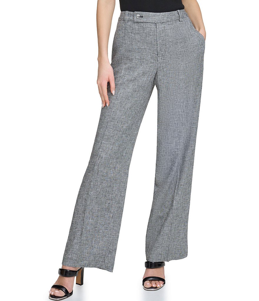 цена Прямые брюки DKNY со средней посадкой, серый