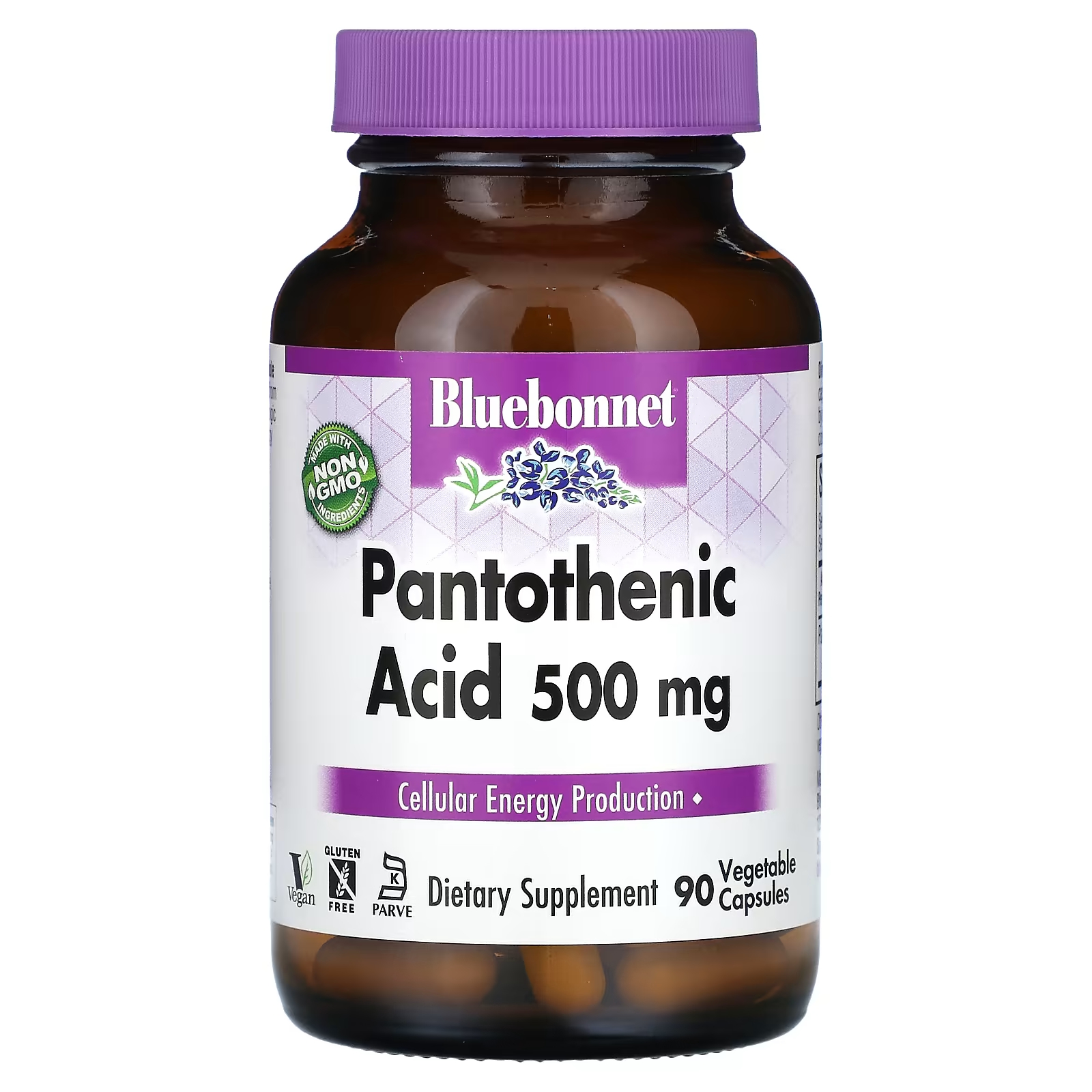 Пантотеновая кислота Bluebonnet Nutrition, 500 мг., 90 растительных капсул цена и фото