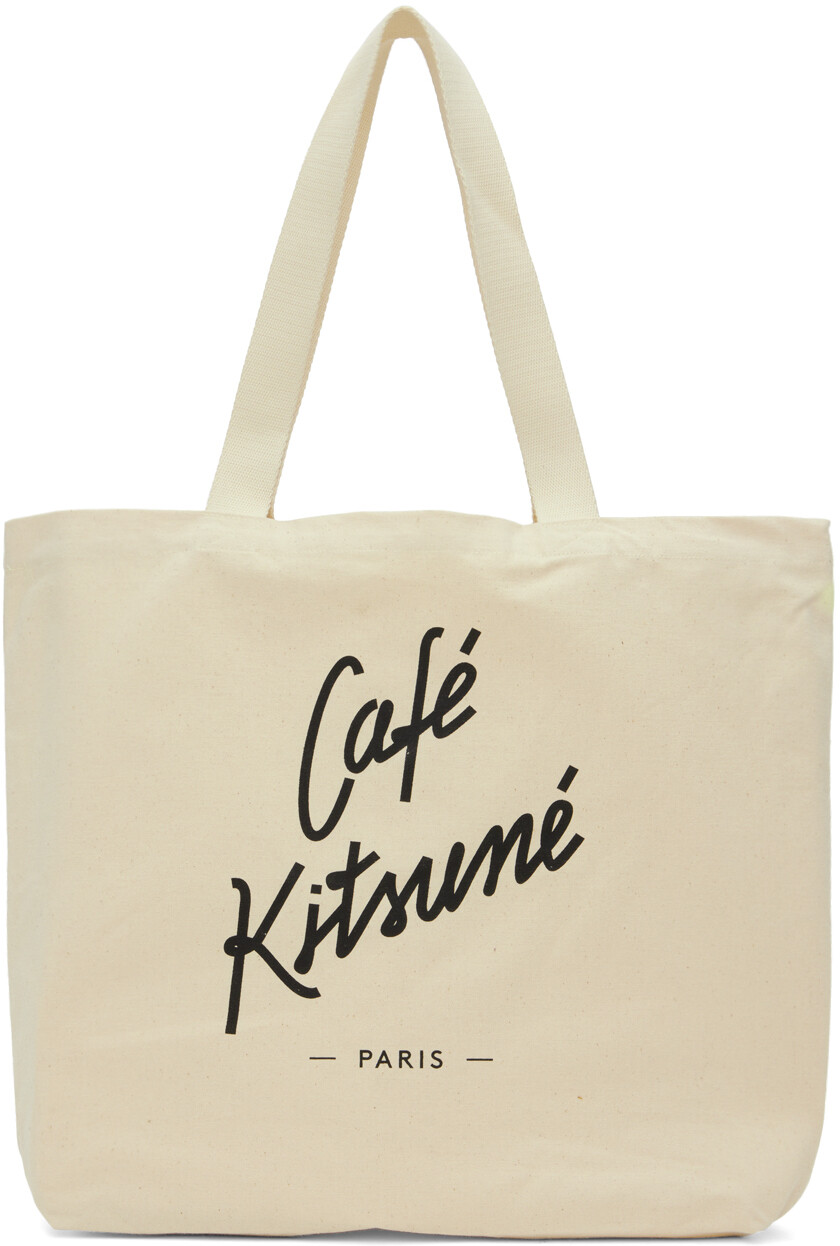 

Beige Cafe Kitsune Tote Maison Kitsune