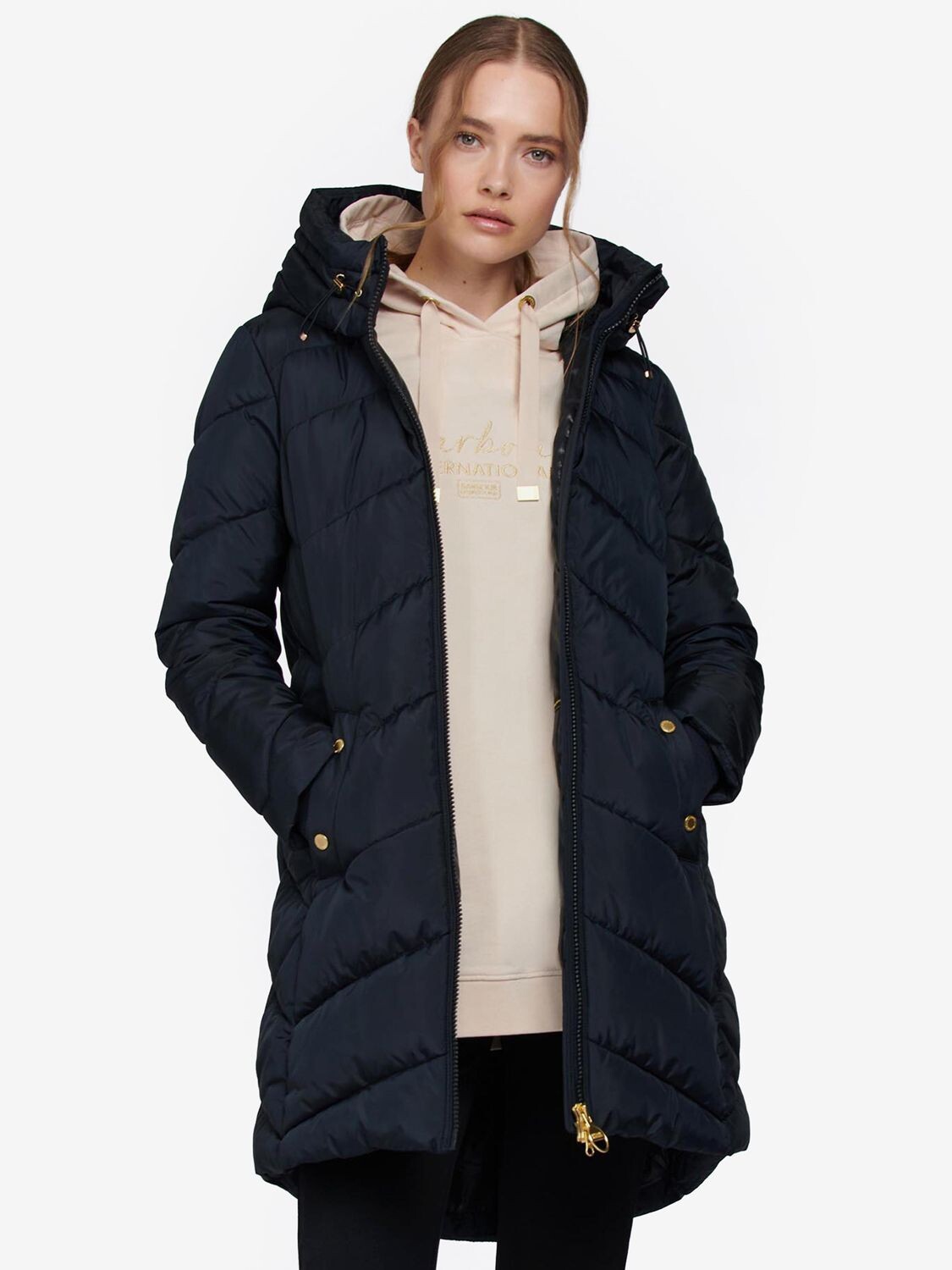 

Стеганая куртка с капюшоном Barbour International Braeside, черная, Черный