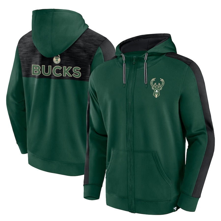 

Толстовка на молнии Fanatics Branded Milwaukee Bucks, зеленый