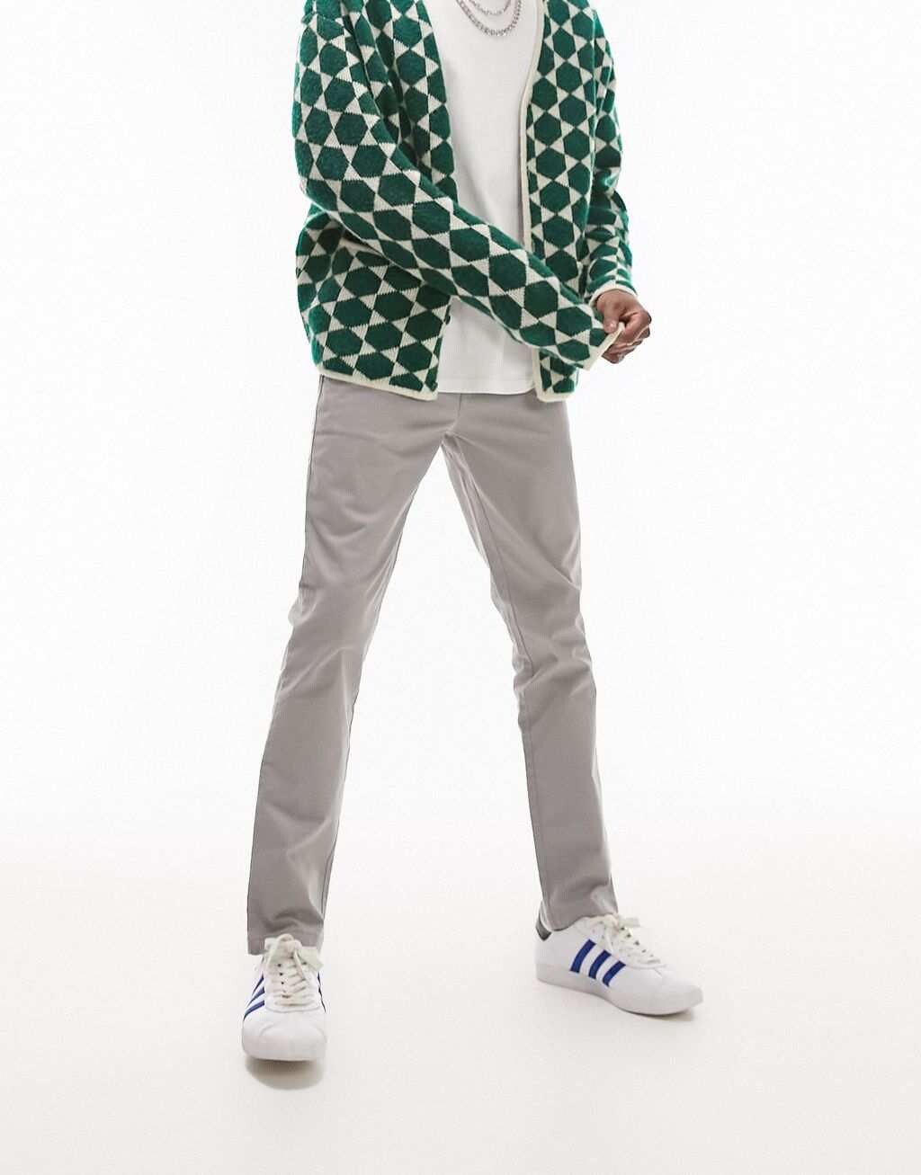 

Серые узкие брюки чиносы Topman, Серый