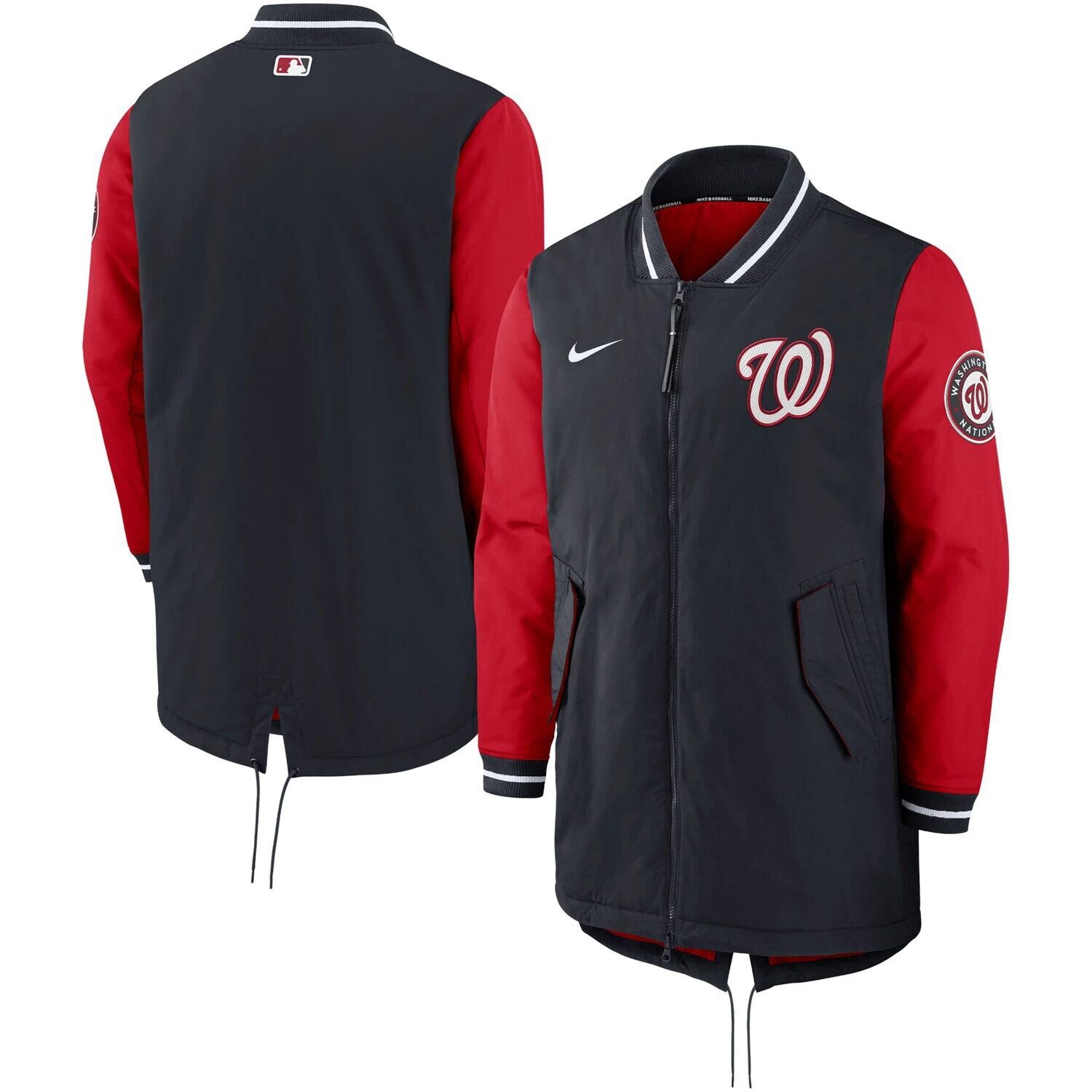 

Мужская темно-синяя куртка с молнией во всю длину Washington Nationals Dugout Performance Nike, Синий