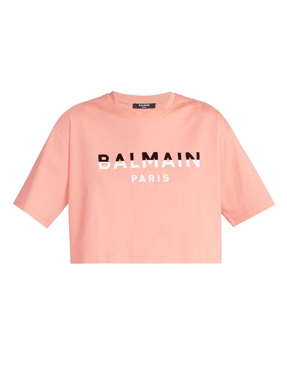 

Укороченная футболка с графическим логотипом Balmain, белый