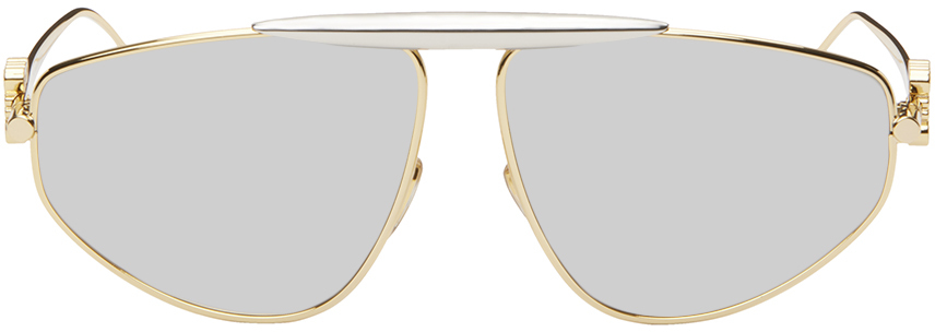 Новые солнцезащитные очки-авиаторы с золотым и серебряным спойлером Loewe
