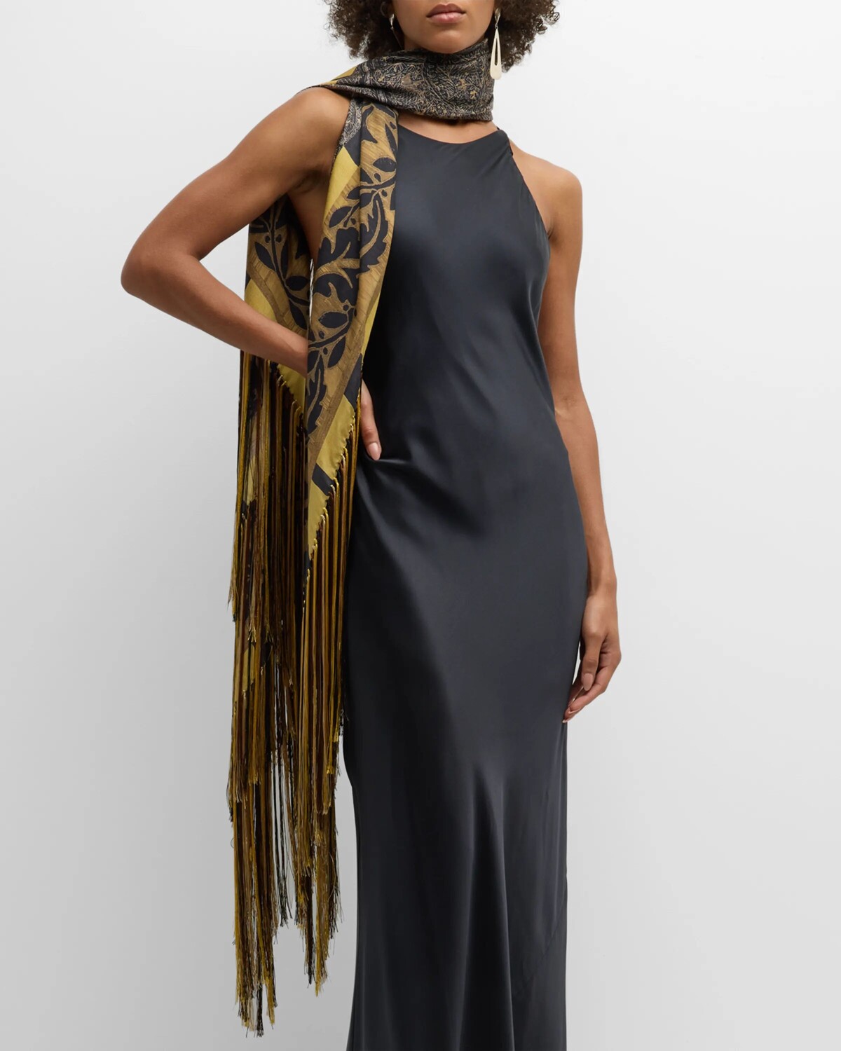 

Шелковый шарф с узором Pierre-Louis Mascia, цвет Black Yellow Jacquard