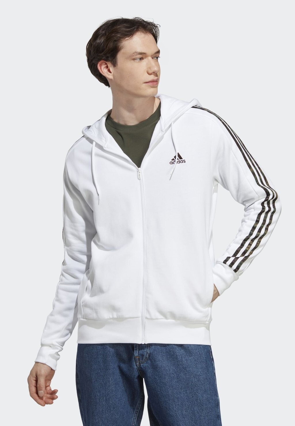 

Толстовка на молнии Adidas M 3S Ft Fz Hd, белый, Серый