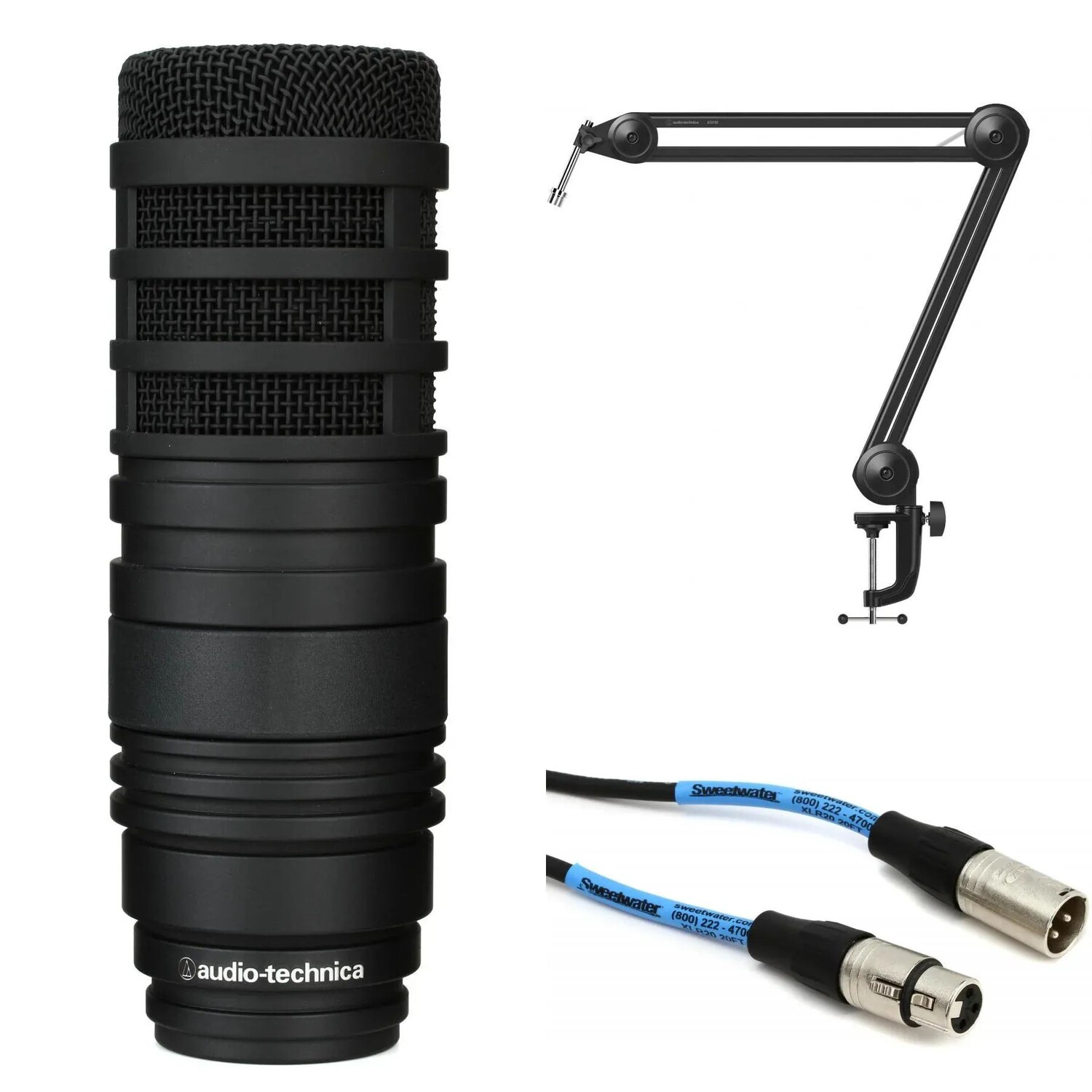 

Комплект с гиперкардиоидным динамическим вещательным микрофоном Audio-Technica BP40 и подставкой для вещания