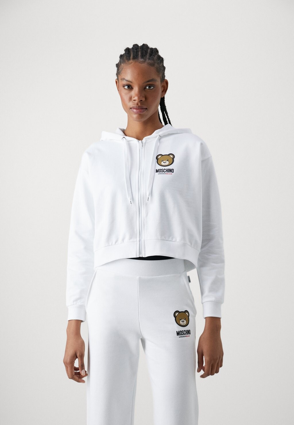

Пижамный топ CROPPED ZIPPED HOODIE Moschino Underwear, белый