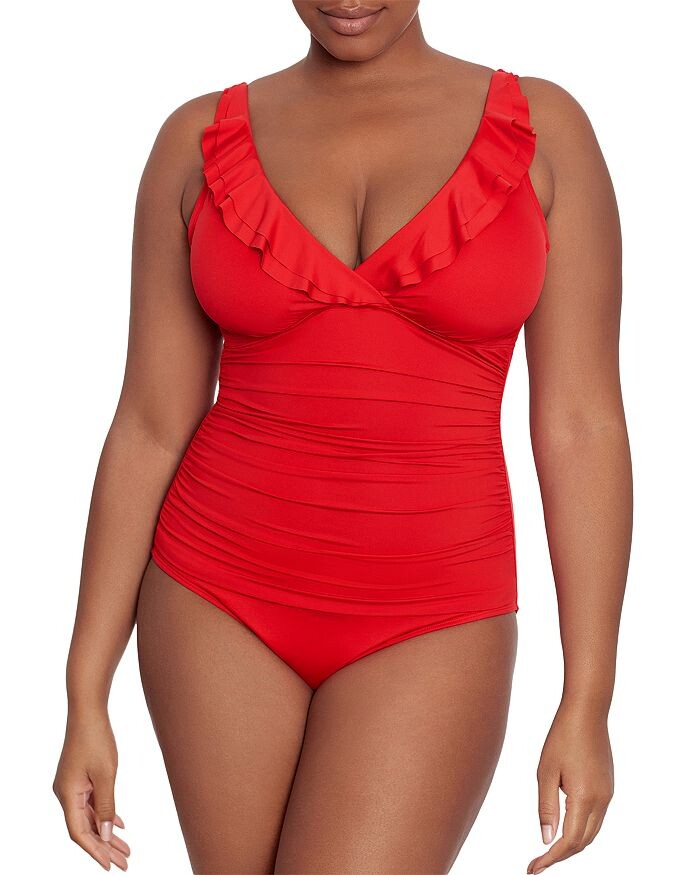 

Слитный купальник с оборками Beach Club Ralph Lauren, Красный