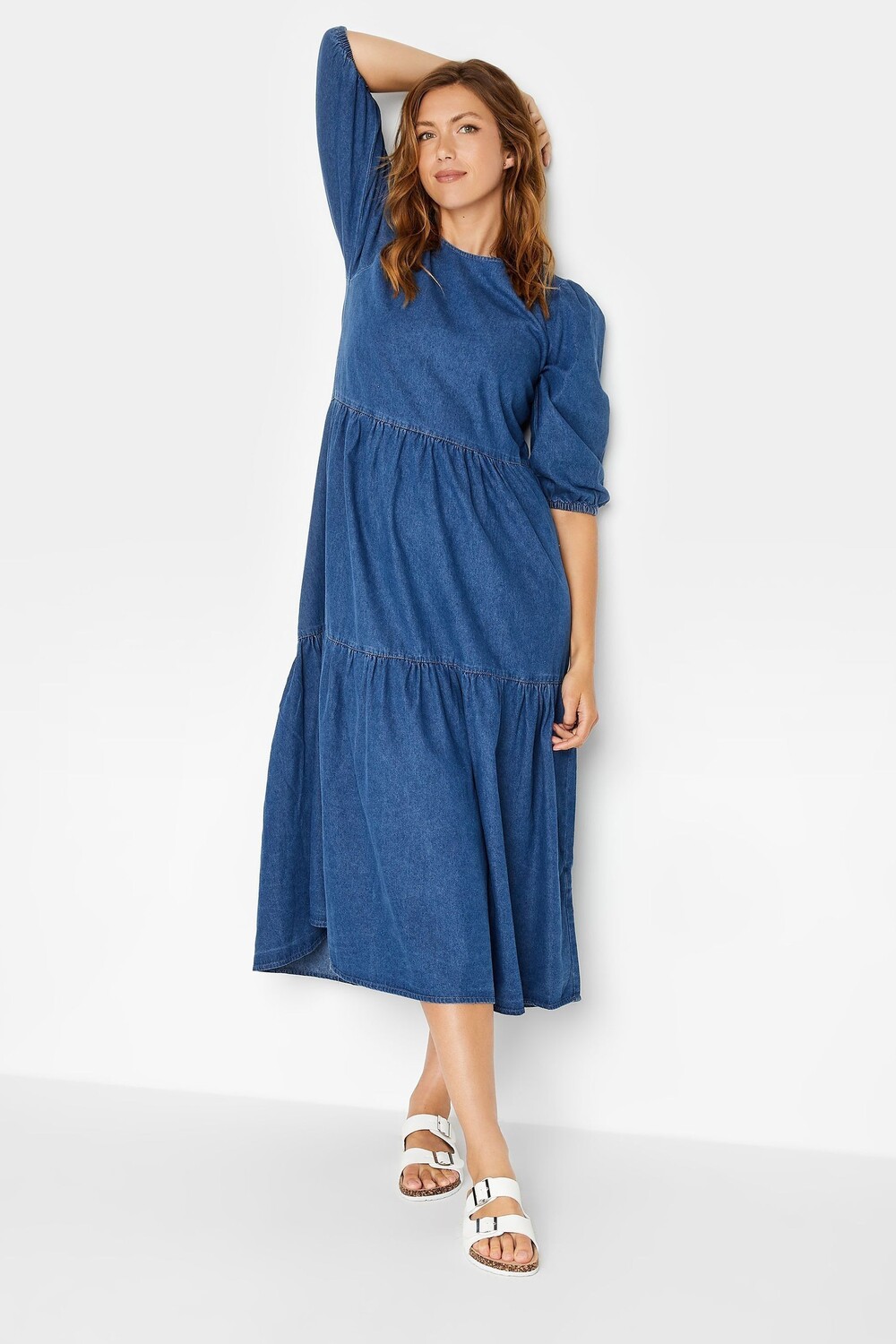 

Многослойное платье миди с эффектом потертости Long Tall Sally, синий