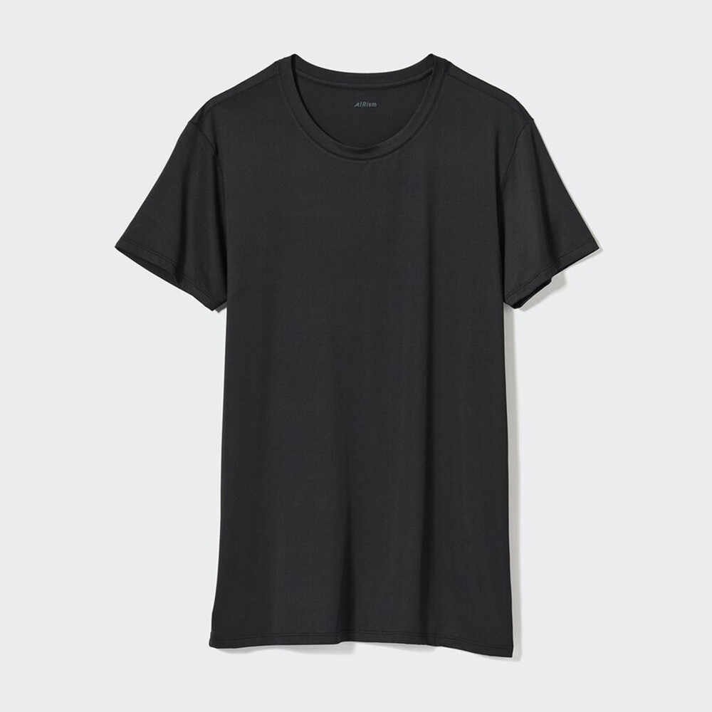 

Мужская футболка Uniqlo AIRism с круглым вырезом, черный
