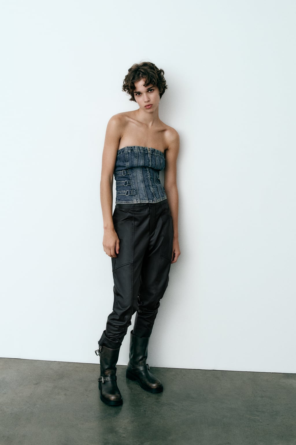 

Джинсовый топ без бретелек ZARA, синий