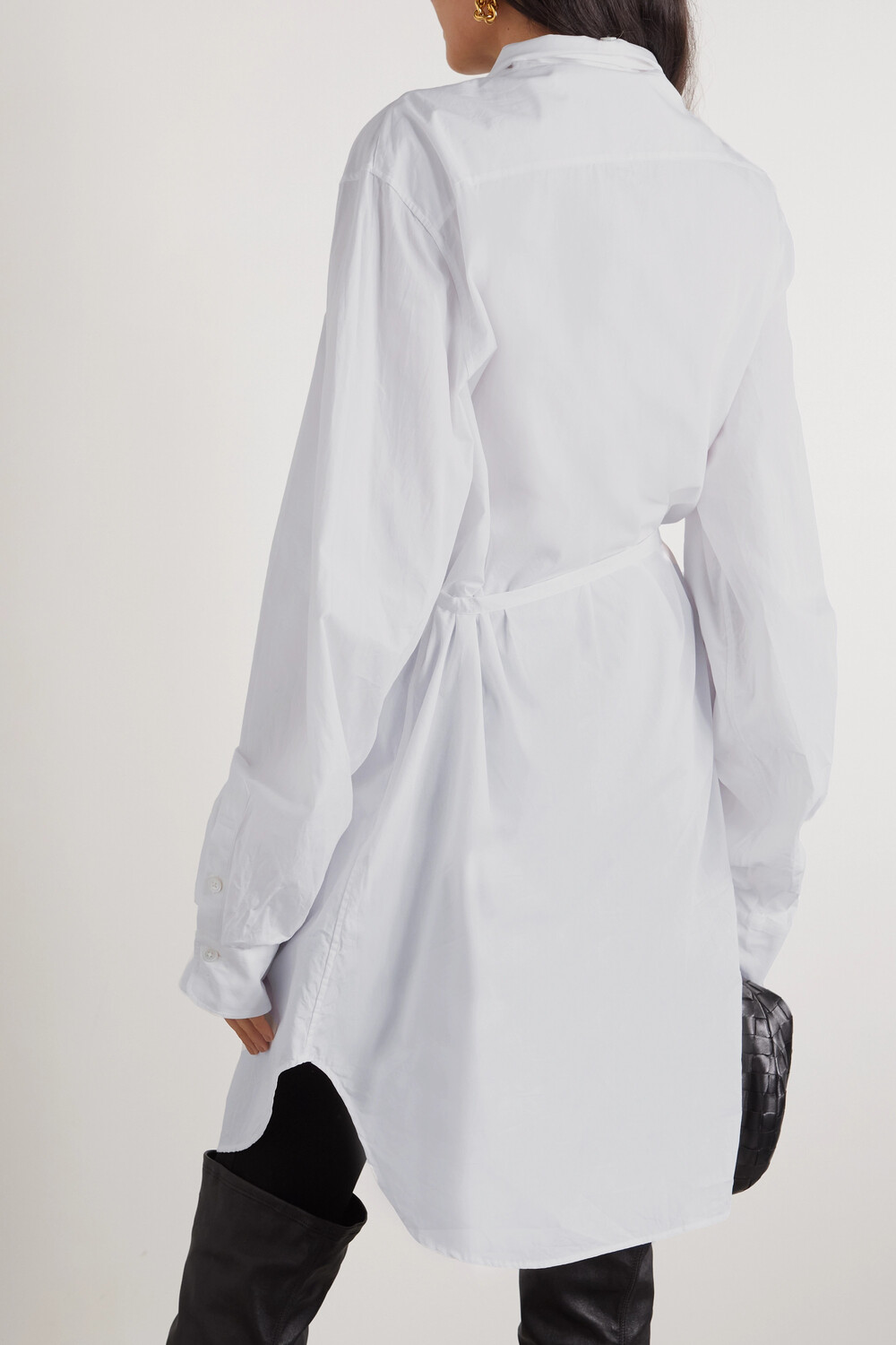 

ANN DEMEULEMEESTER Рубашка из хлопкового поплина с поясом, белый