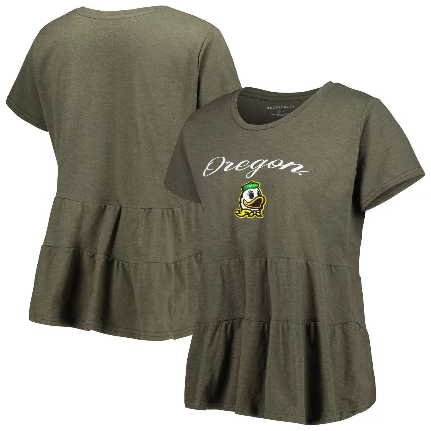 

Женская зеленая футболка с оборками внизу Oregon Ducks Willow, Зеленый
