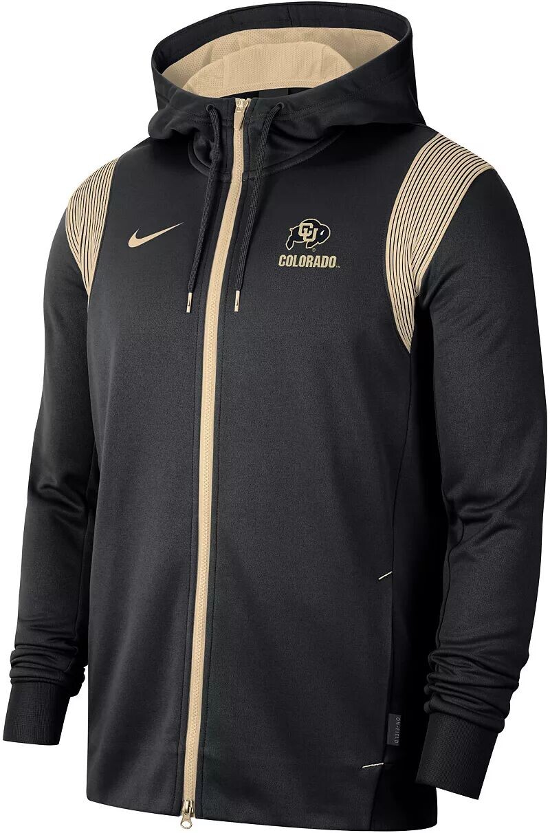 

Черная мужская худи с молнией во всю длину Nike Colorado Buffaloes Therma-FIT Football Sideline