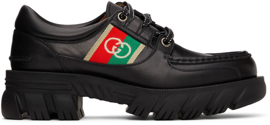 

Черные дерби с переплетенными буквами G на шнуровке Gucci, Черный