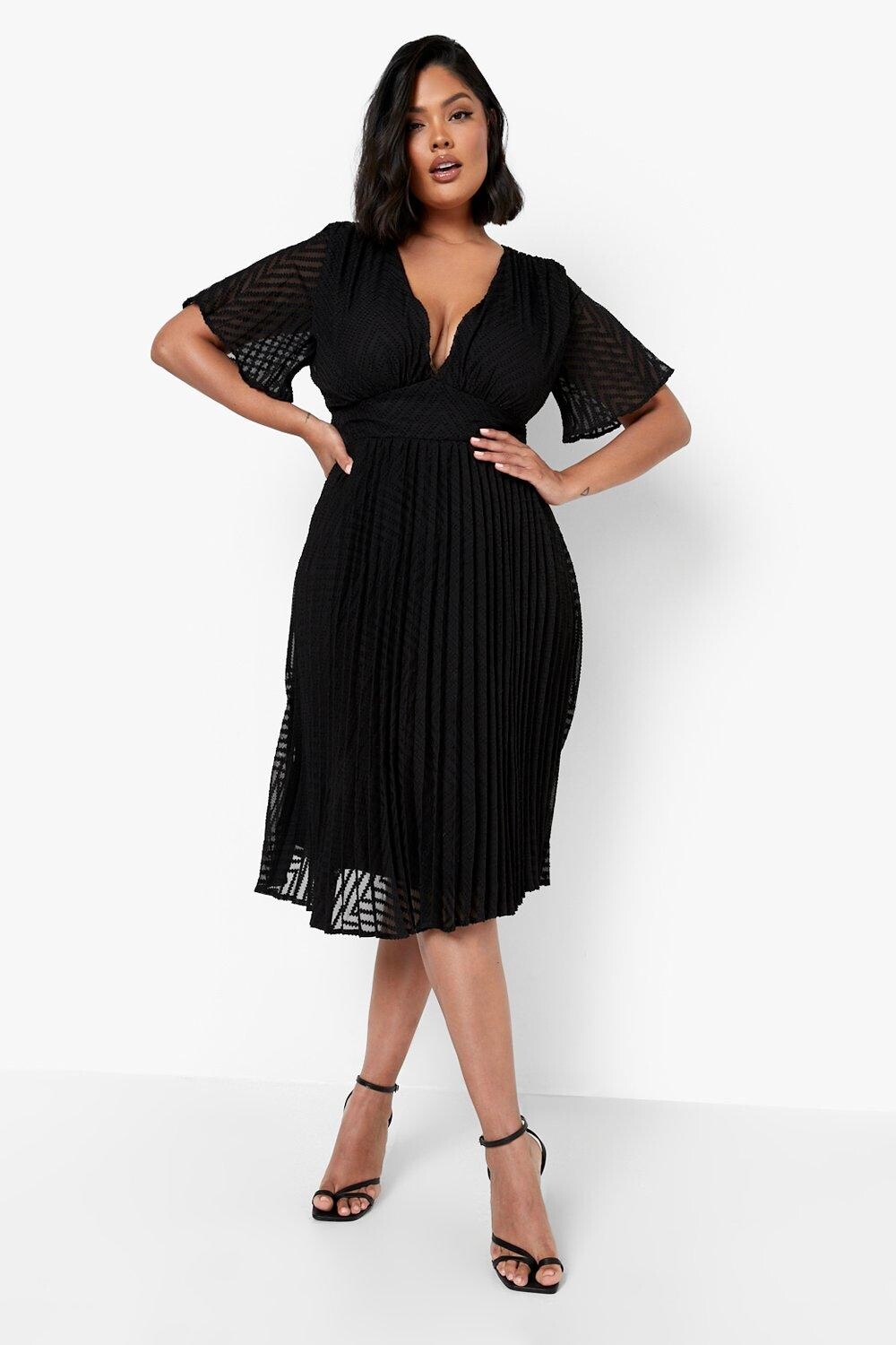 

Платье миди платье из шифона плюс Boohoo, черный