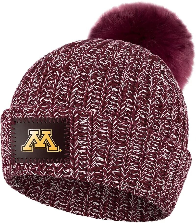 

Love Your Melon Minnesota Golden Gophers Темно-бордовая вязаная шапка с помпоном в крапинку