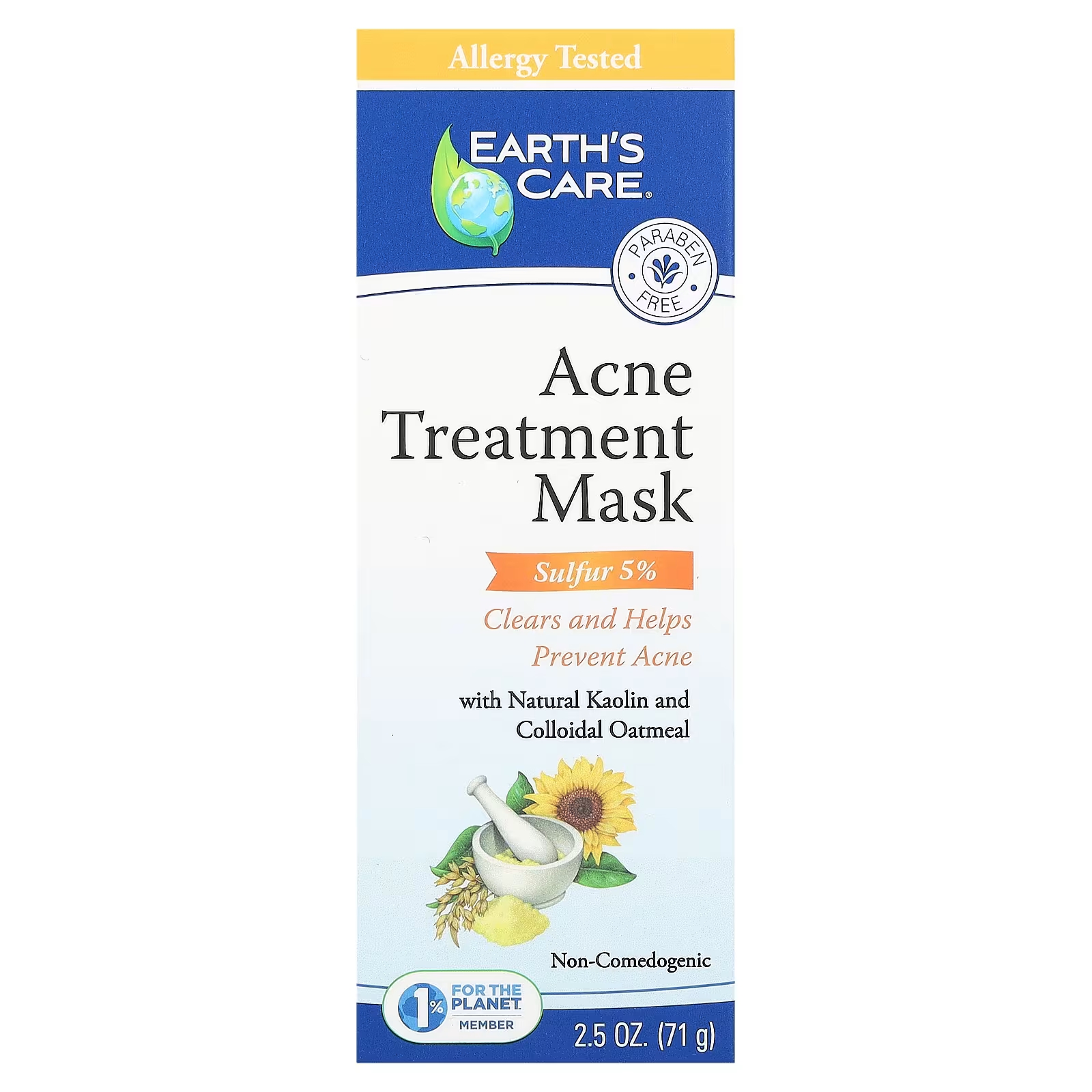Косметическая маска Earth's Care для лечения прыщей, 71 г масляная смесь против акне смесь 10мл