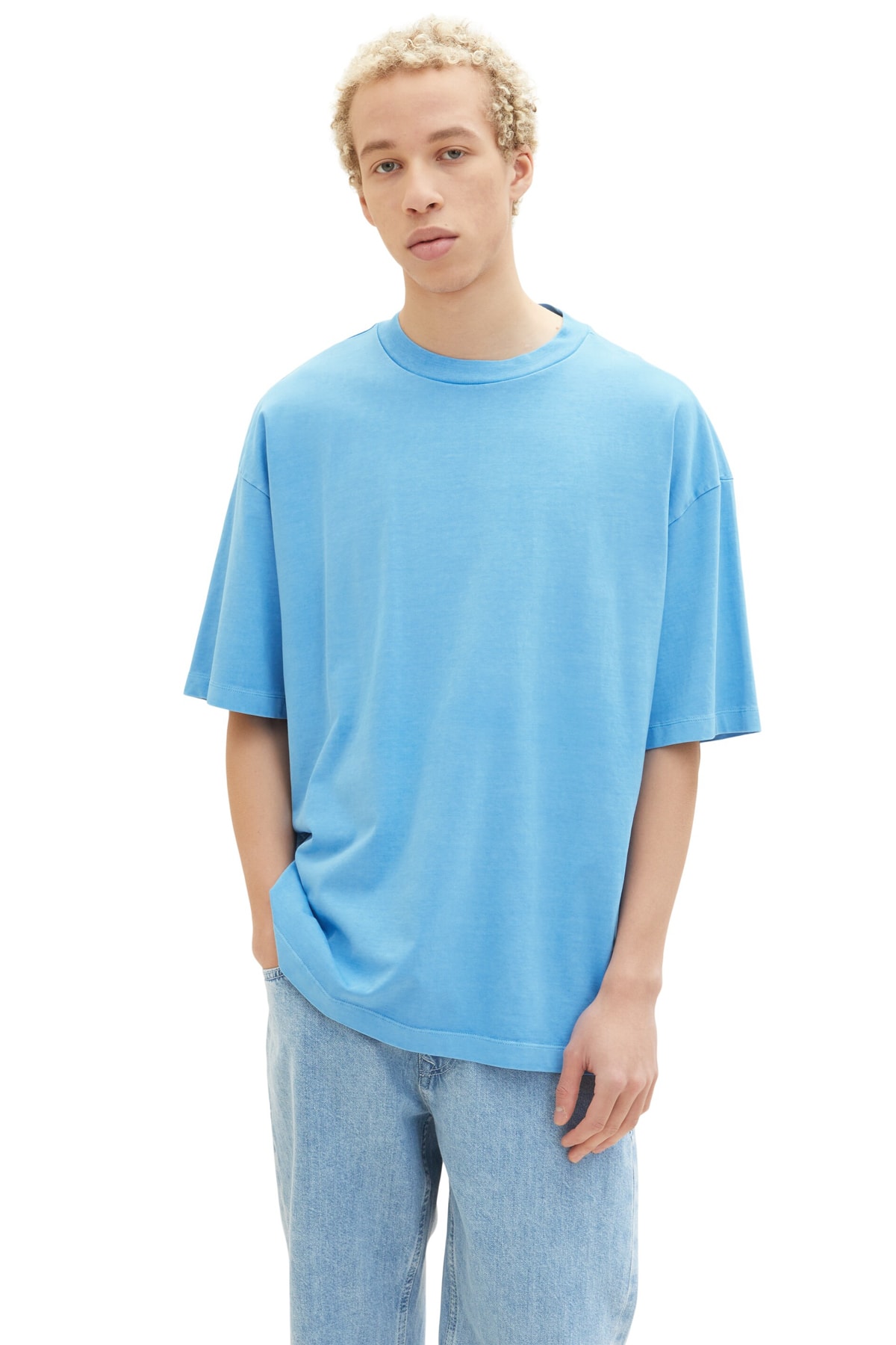 Мужская футболка дождливого небесно-голубого цвета Tom Tailor Denim, синий футболка tom tailor хлопок размер s синий белый
