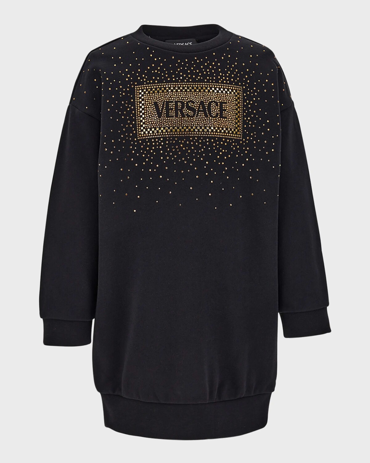 

Платье-свитер с блестящим логотипом для девочек Versace, цвет Black/Gold