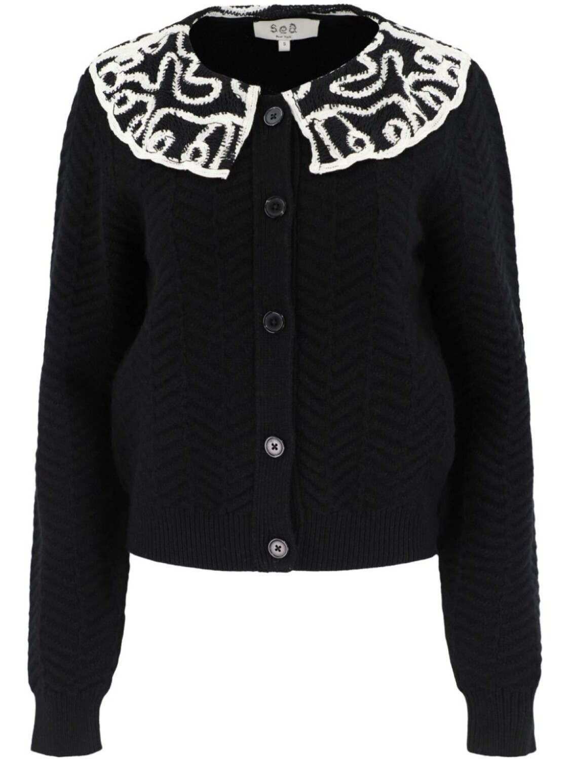 

Sea кардиган Alice Embroidery Battenberg, черный